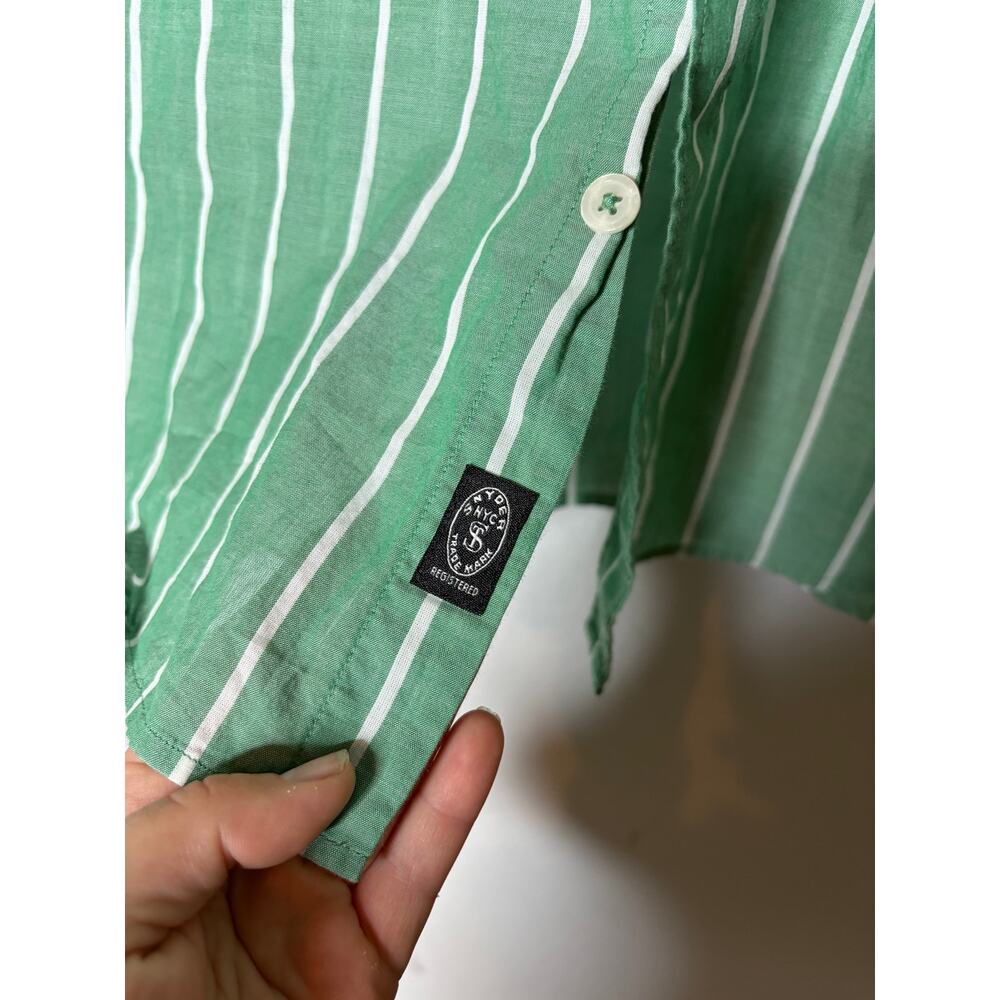 Todd Snyder Green White Stripe button down shirt sz M - Picture 4 of 5